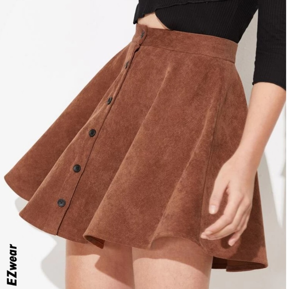 EZwear Button Up Flare Skirt